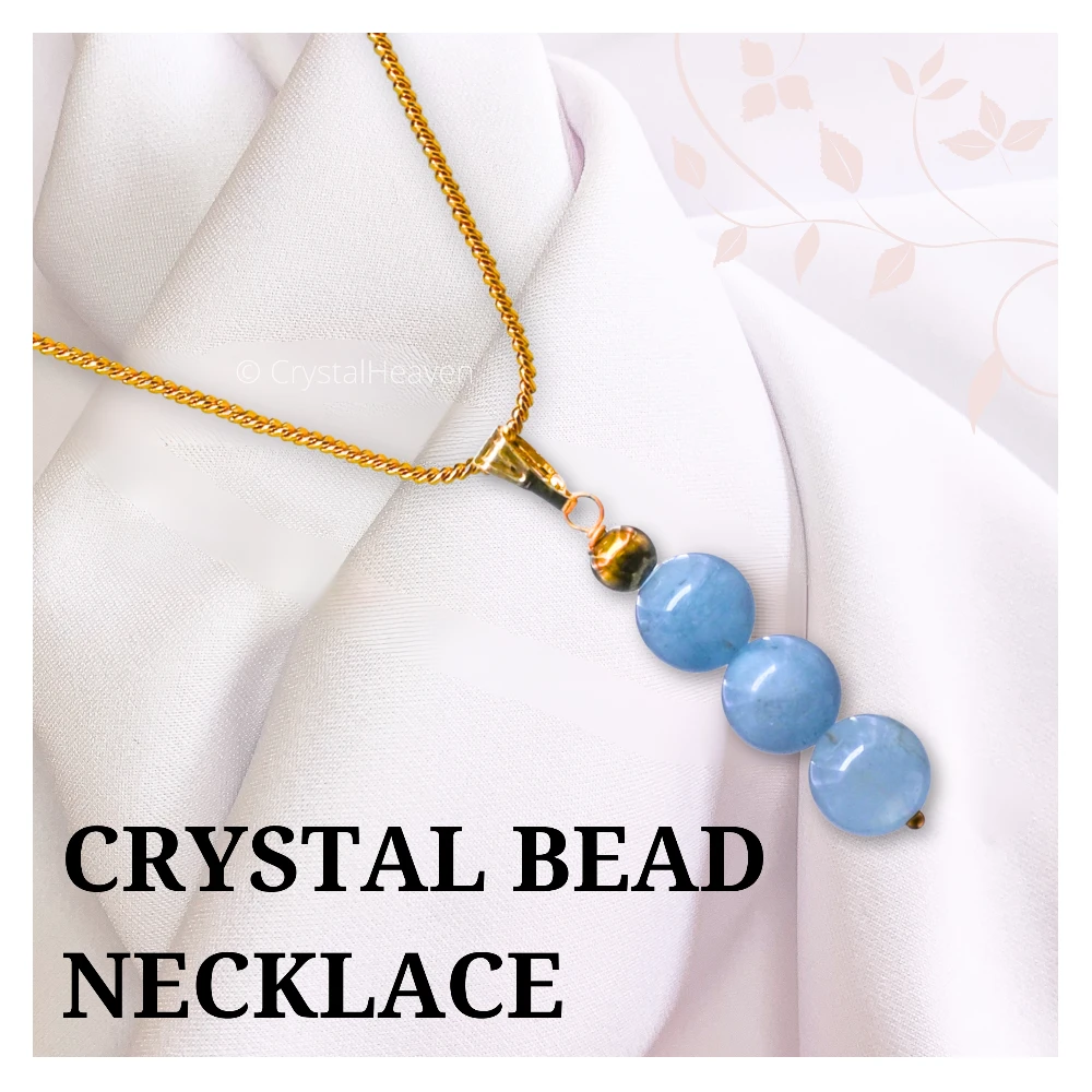 Aquamarine Crystal Bead Necklace (Gold) - Image 4