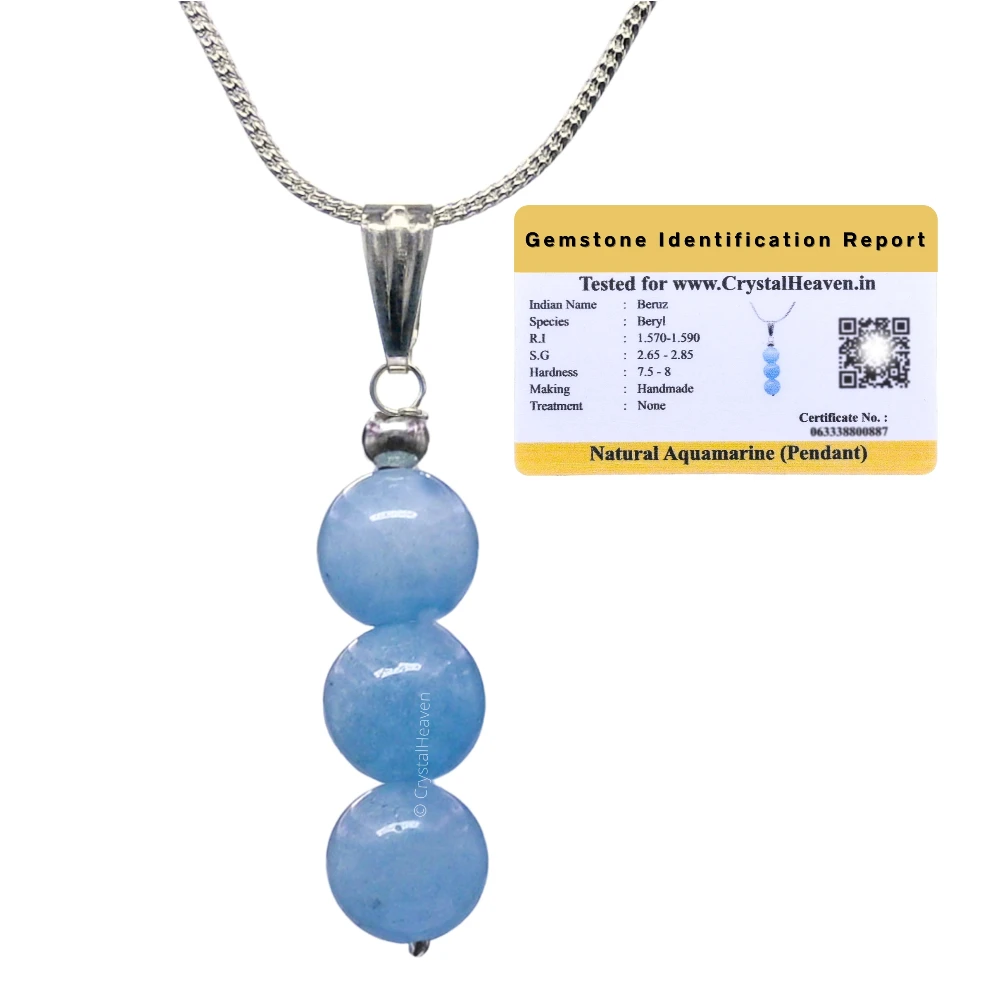 Aquamarine Crystal Bead Necklace (Silver) - Image 2