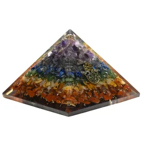 7 Chakra Orgone Pyramid (Small Hamsa)