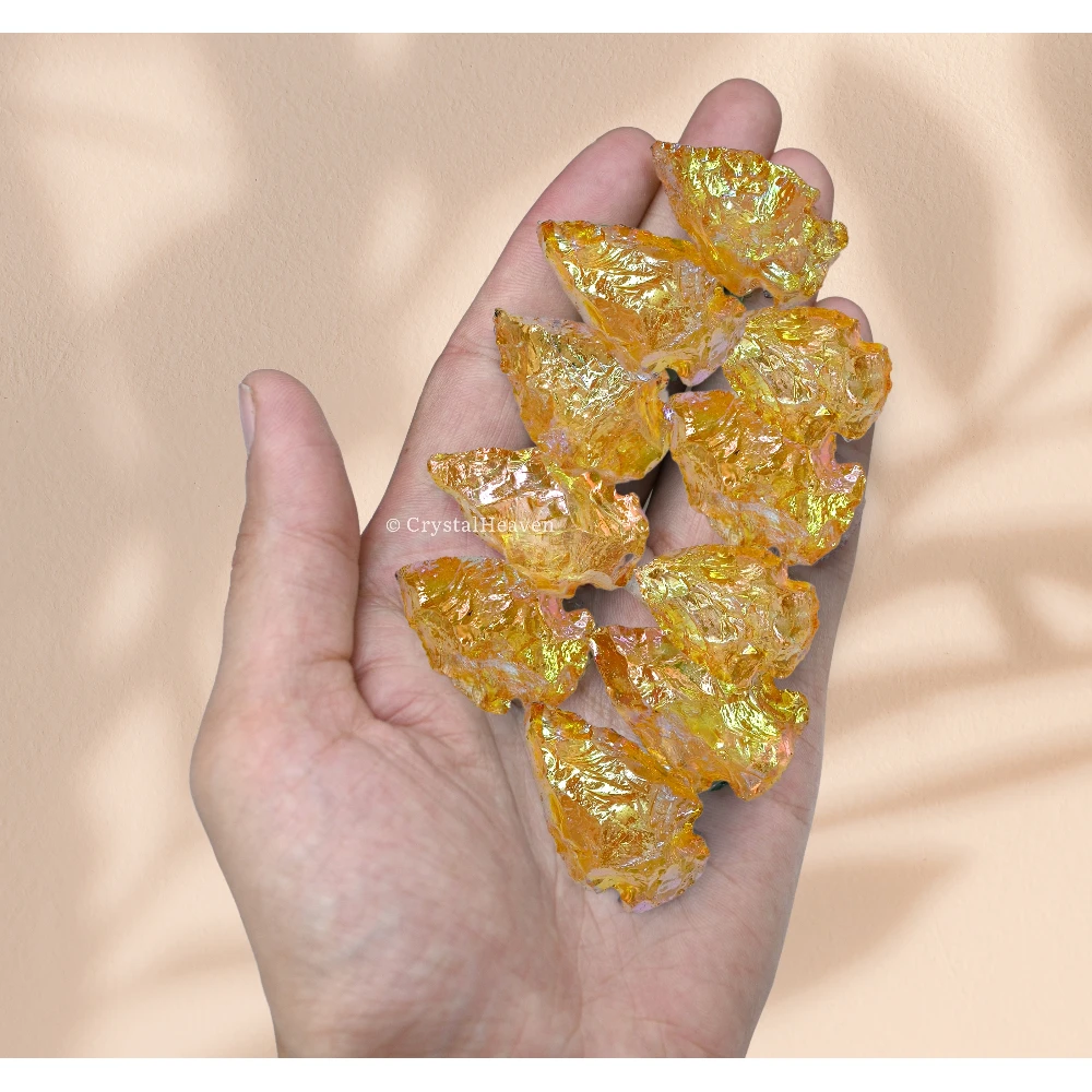 Yellow Aura Quartz Arrowhead - 1" to 1.5" (5 Pieces) - Image 6