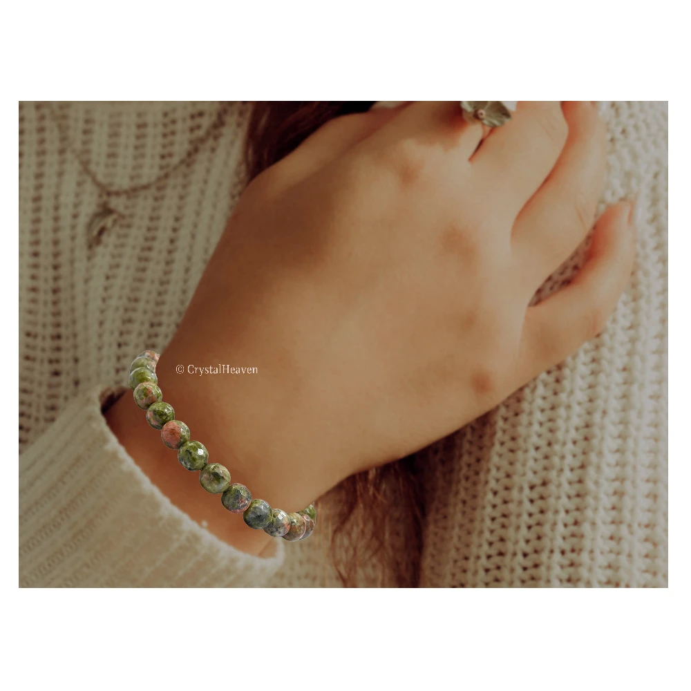 Unakite Bracelet (Faceted-Stretchable) - Image 5