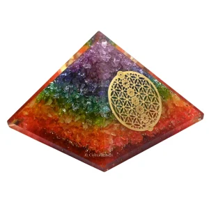 7 Chakra Onyx Orgone Pyramid (Chakra Flower Of Life)