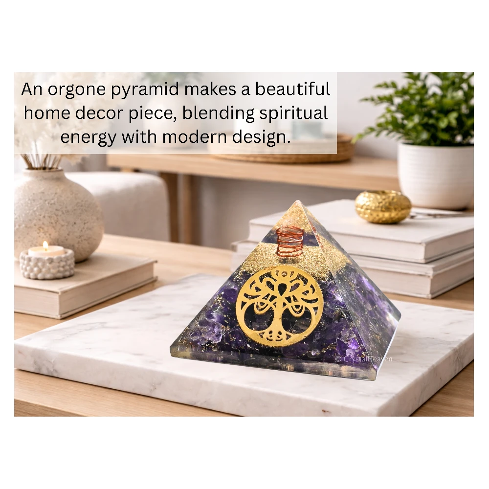 Amethyst Orgone Pyramid (Round tree Of Life) - Image 6