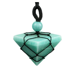 Amazonite Pyramid Macrame Pendant Necklace