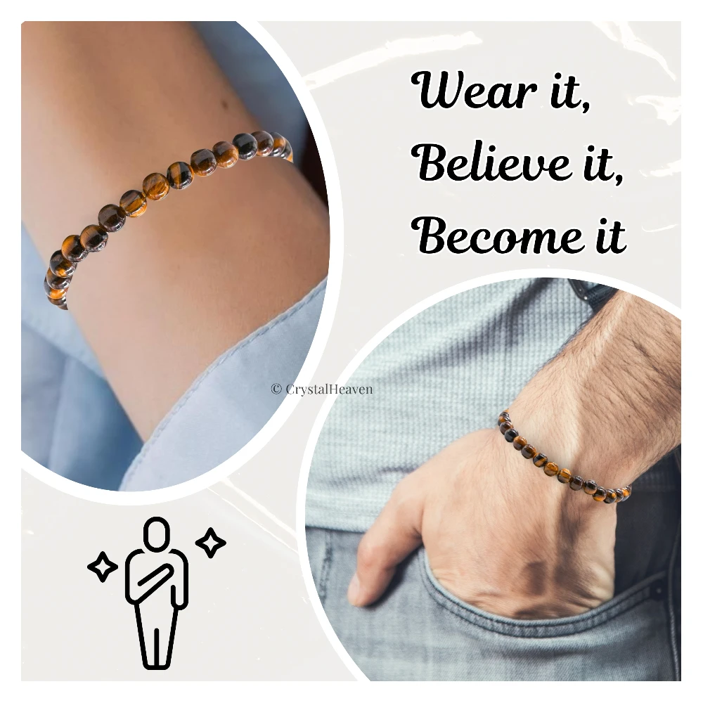 Tiger Eye Healing Crystal Bracelets - 6mm Beads (Adjustable) - Image 5