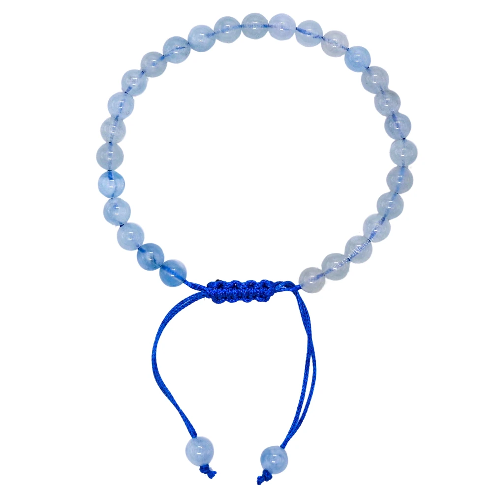 Aquamarine Healing Crystal Bracelets - 6mm Beads (Adjustable) - Image 3