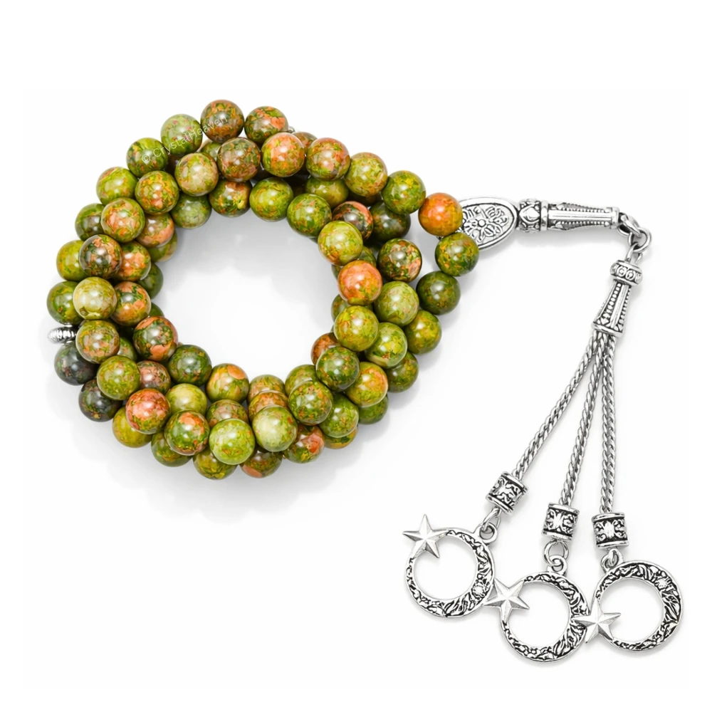 Unakite Crystal Tasbih (Silver) - Image 2
