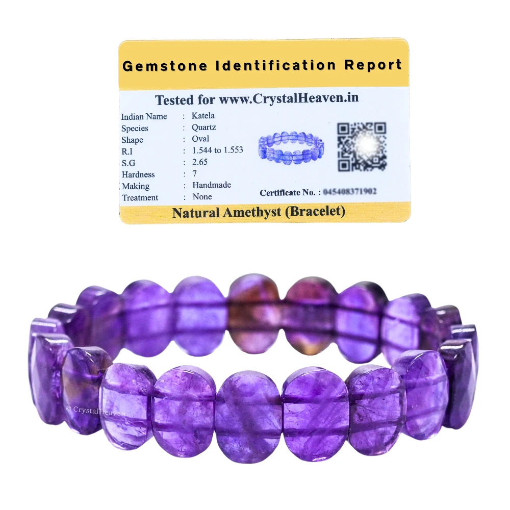 Amethyst Faceted Beads Bracelet - Oval Stone - Image 2