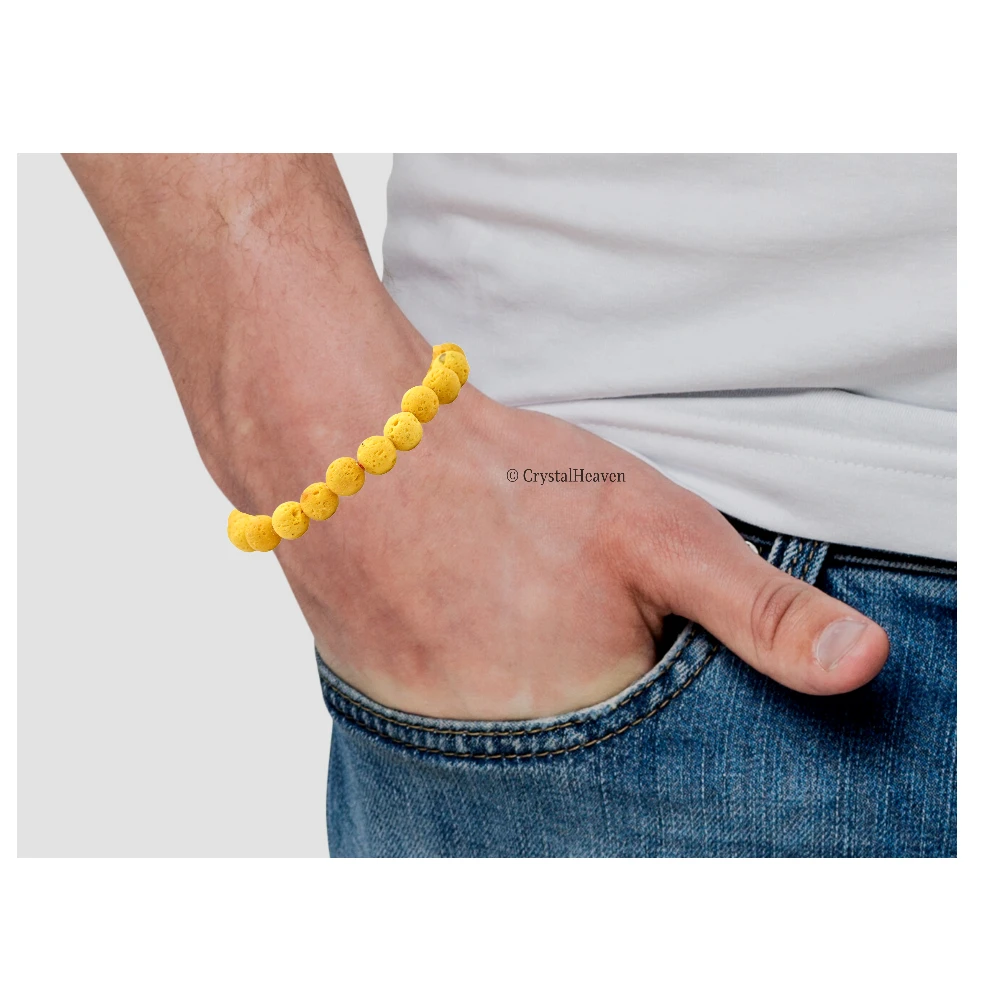 Yellow Lava Stone Bracelet (Adjustable) - Image 6