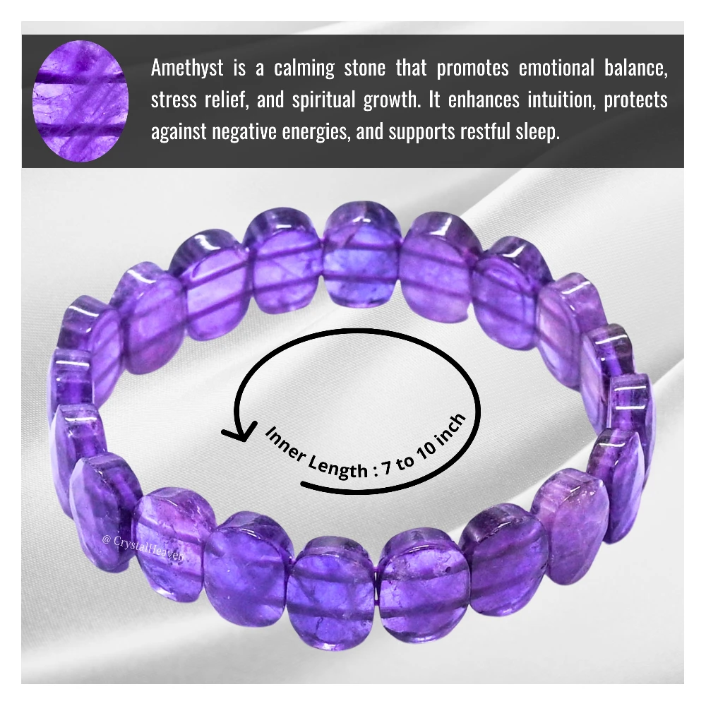 Amethyst Faceted Beads Bracelet - Oval Stone - Image 3