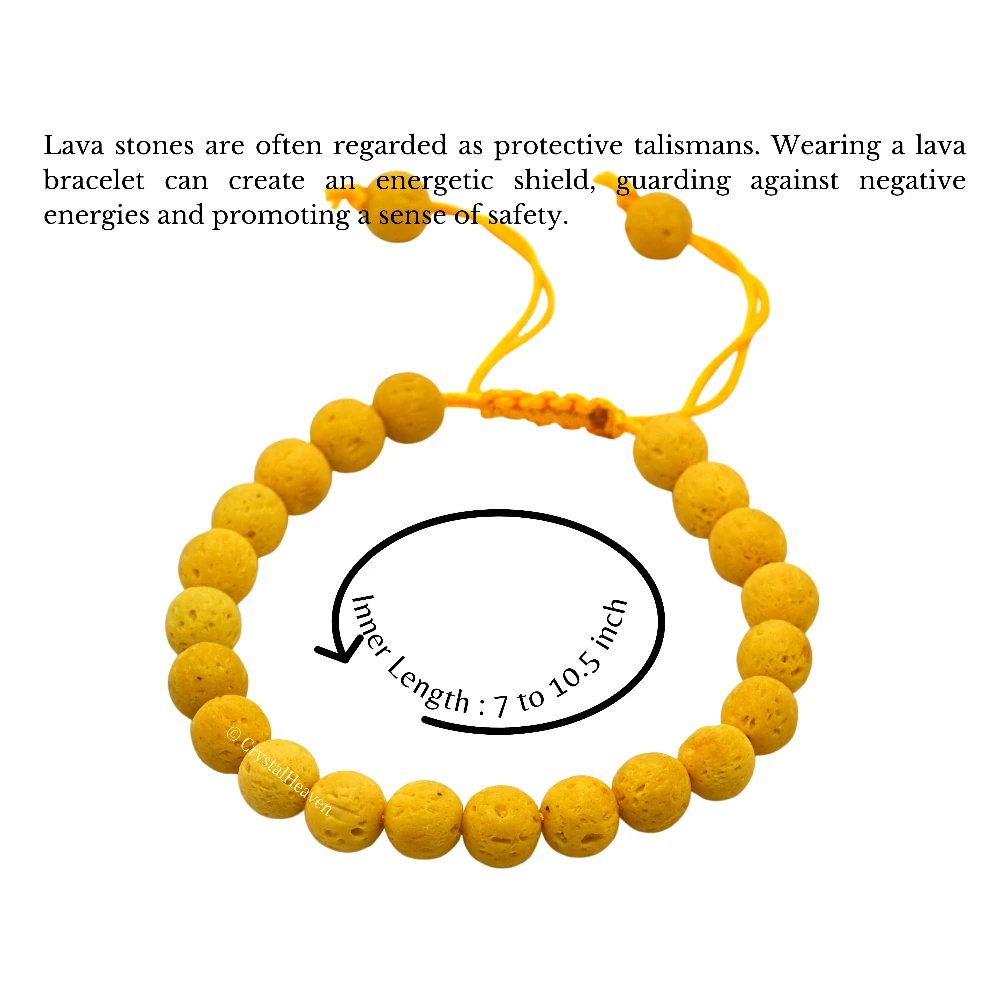 Yellow Lava Stone Bracelet (Adjustable) - Image 3