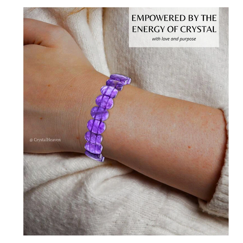 Amethyst Faceted Beads Bracelet - Oval Stone - Image 4
