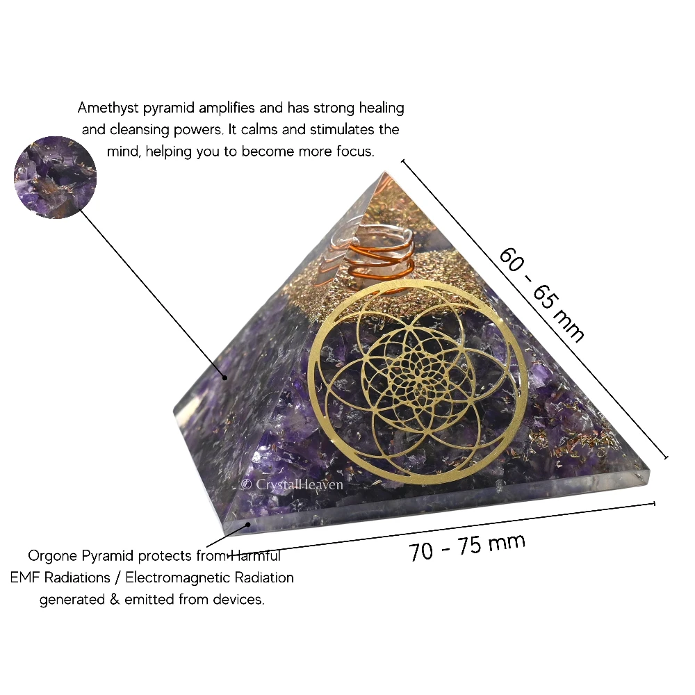 Amethyst Orgone Pyramid (Seed Of Life) - Image 3