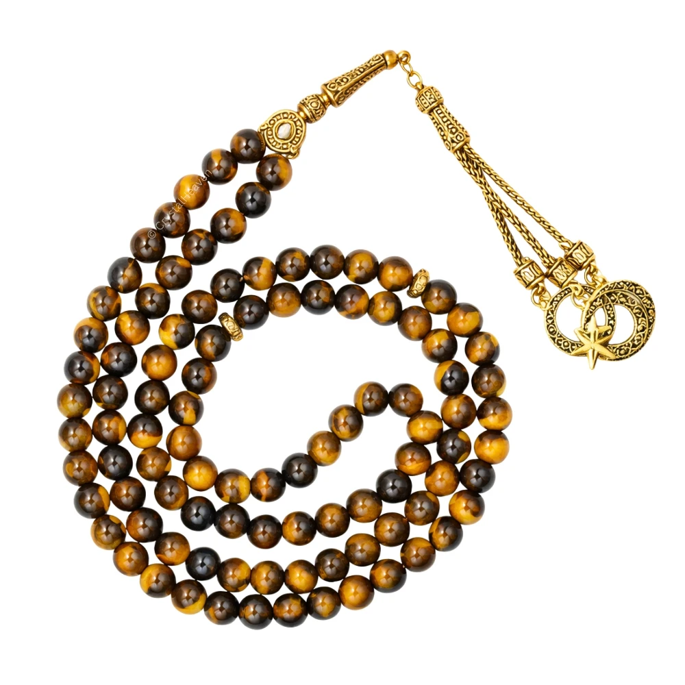 Tiger Eye Crystal Tasbih (Gold)
