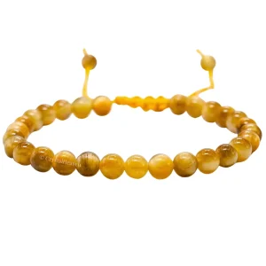 Yellow Cat's Eye Healing Crystal Bracelets - 6mm Beads (Adjustable)