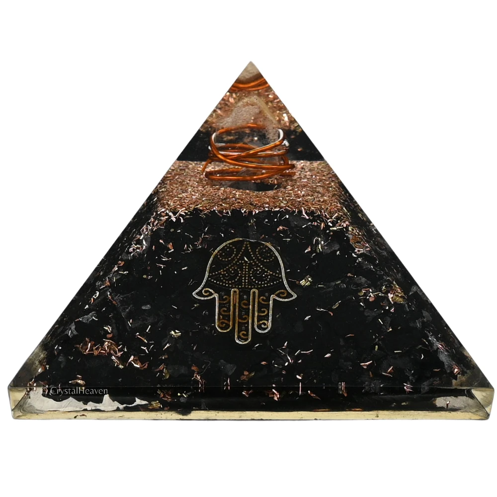 Black Tourmaline Orgone Pyramid (Samll Hamsa) - Image 2