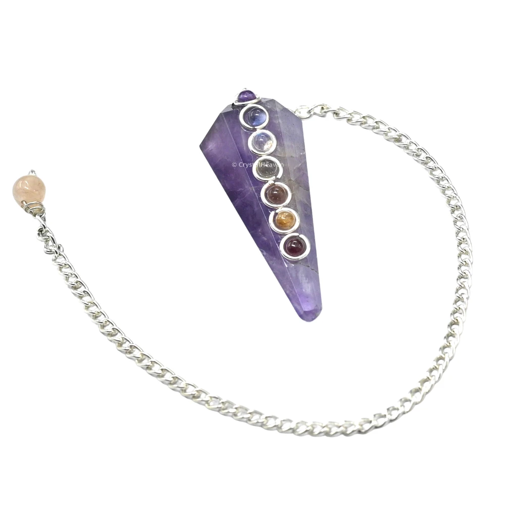 Amethyst Pendulum with Chakra Beads - Image 4