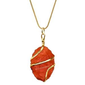 Carnelian Necklace - Raw Oval Crystal (Gold)