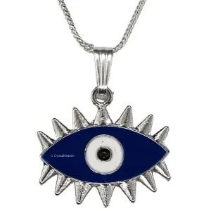 Blue Evil Eye Pendant Necklace - Exclusive (Silver)