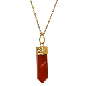 Carnelian Necklace - Cap Pencil (Gold)