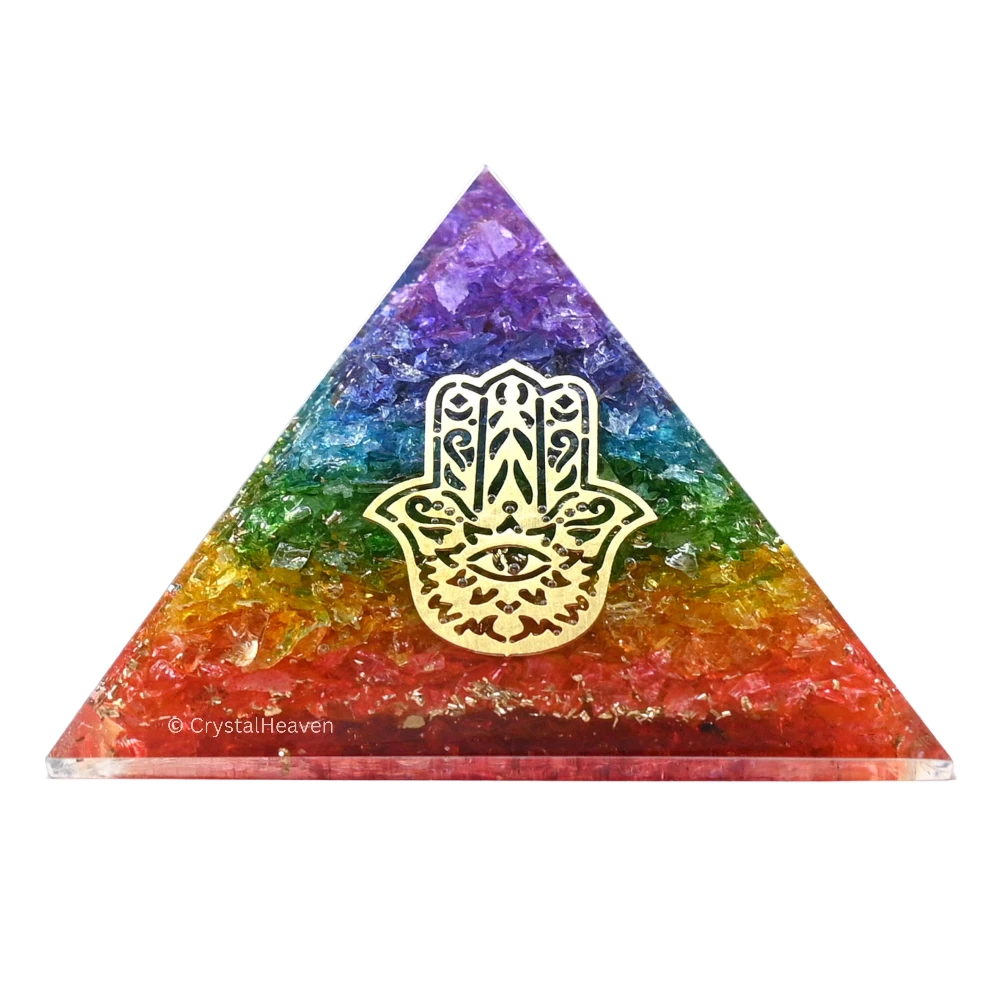 7 Chakra Onyx Orgone Pyramid (Hamsa) - Image 2