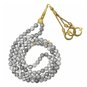 Black Picasso Crystal Tasbih (Gold)