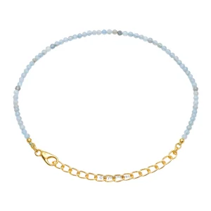Aquamarine Bracelets - 2mm Faceted Beads (Gold)