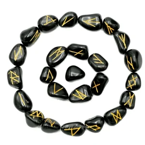 Black Agate Rune Stones Set