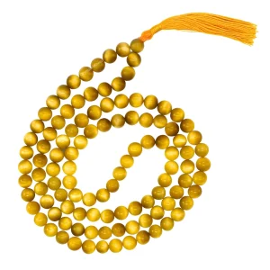 Yellow Cats Eye Japa Mala (Without Knot)
