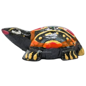 Black Agate Crystal Gemstone Hand Painted Tortoise (1-1.5 Inch)