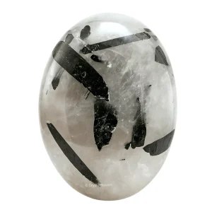 Black Rutilated Quartz Palm Stone