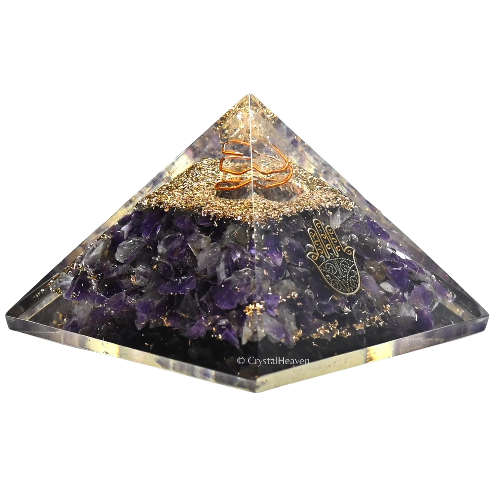 Amethyst Orgone Pyramid (Samll Hamsa)