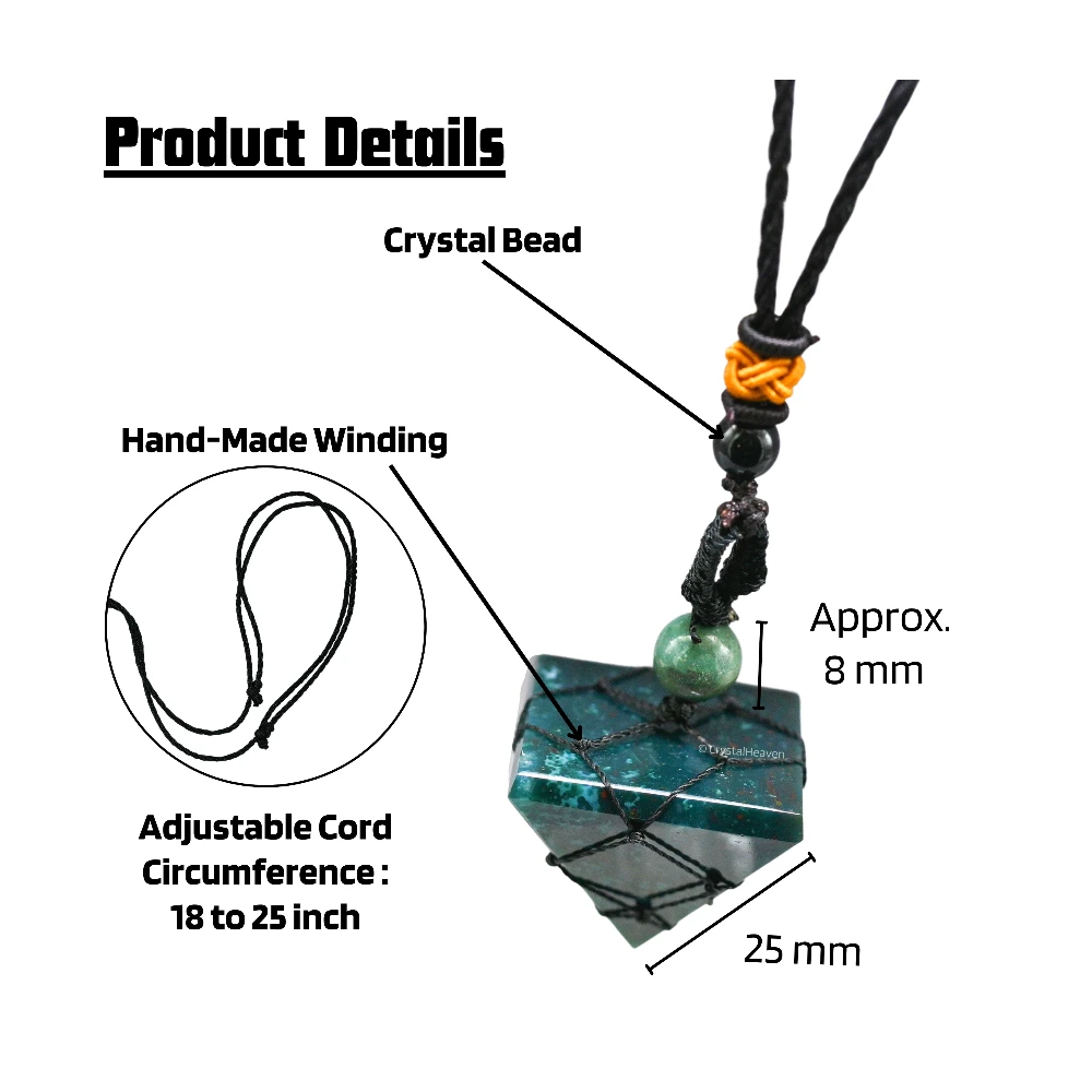 Bloodstone Pyramid Macrame Pendant Necklace - Image 3