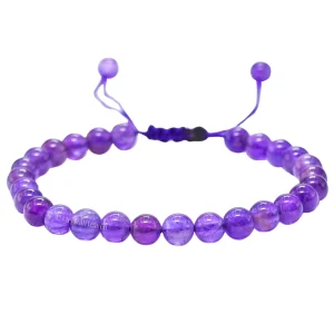 Amethyst Healing Crystal Bracelets - 6mm Beads (Adjustable)