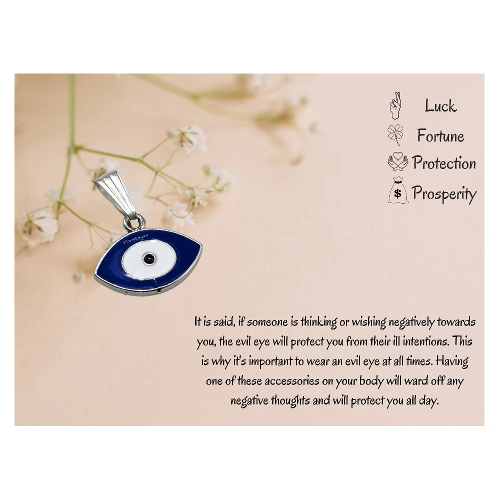 Blue Evil Eye Pendant Necklace (Silver) - Image 2