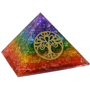 7 Chakra Onyx Orgone Pyramid (Round Tree Of Life)
