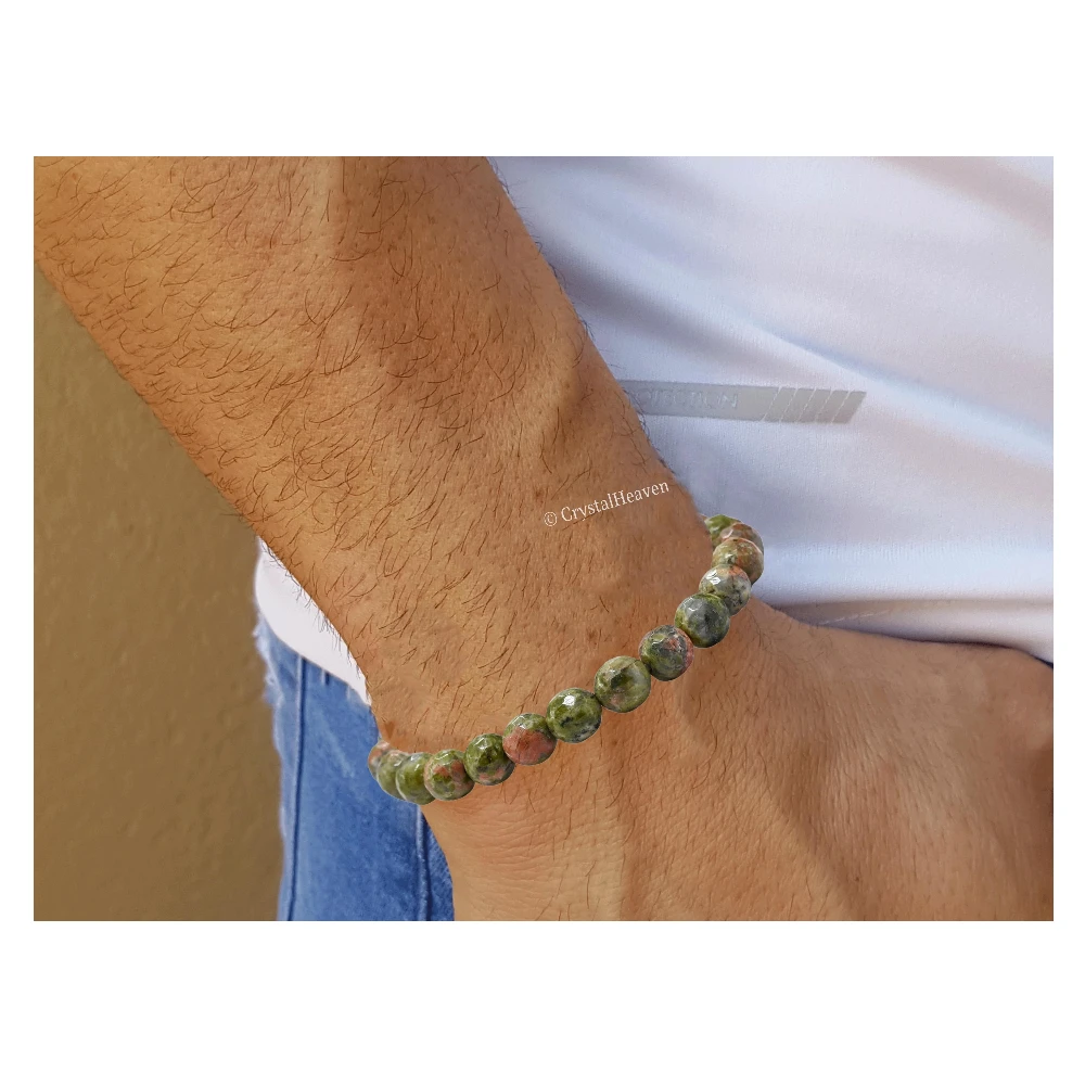Unakite Bracelet (Faceted-Stretchable) - Image 6