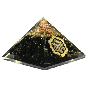 Black Tourmaline Orgone Pyramid (Lotus Flower Of Life)