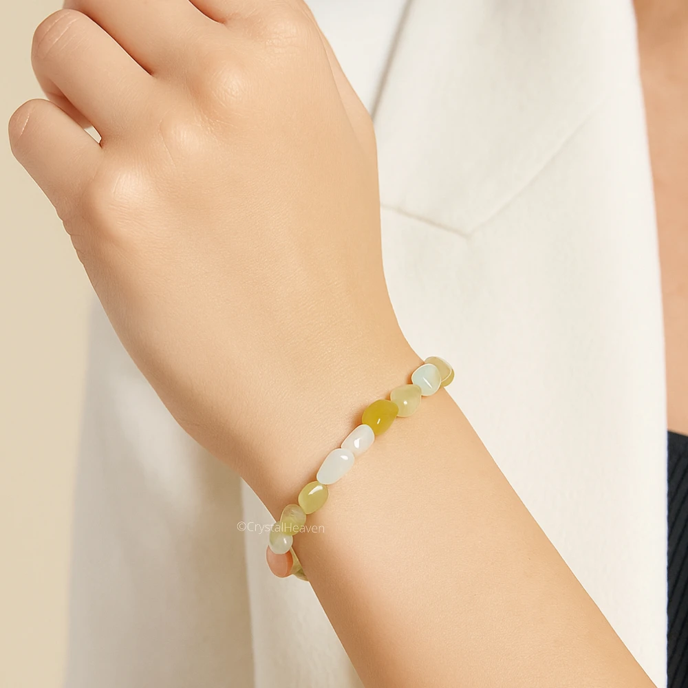 White Moonstone Tumbled Bracelet (Elastic) - Image 5