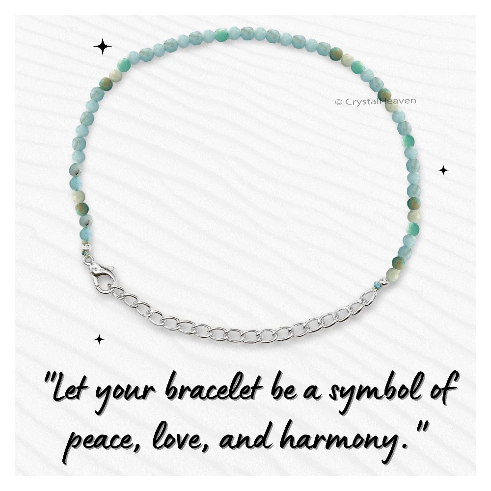Amazonite Bracelets - 2mm Faceted Beads (Silver) - Image 5