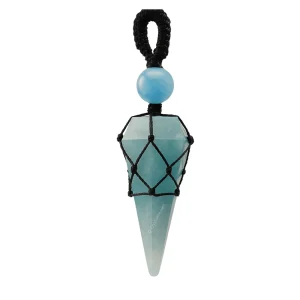 Aquamarine Pendulum Pendant Necklace (Macrame)
