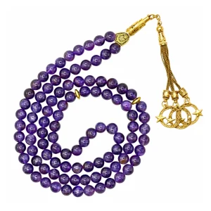 Amethyst Crystal Tasbih (Gold)