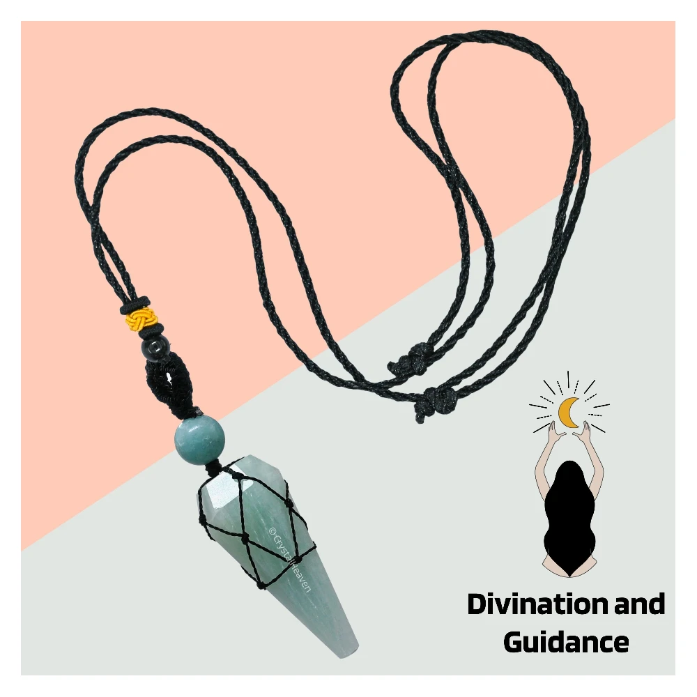 Amazonite Pendulum Pendant Necklace (Macrame) - Image 6