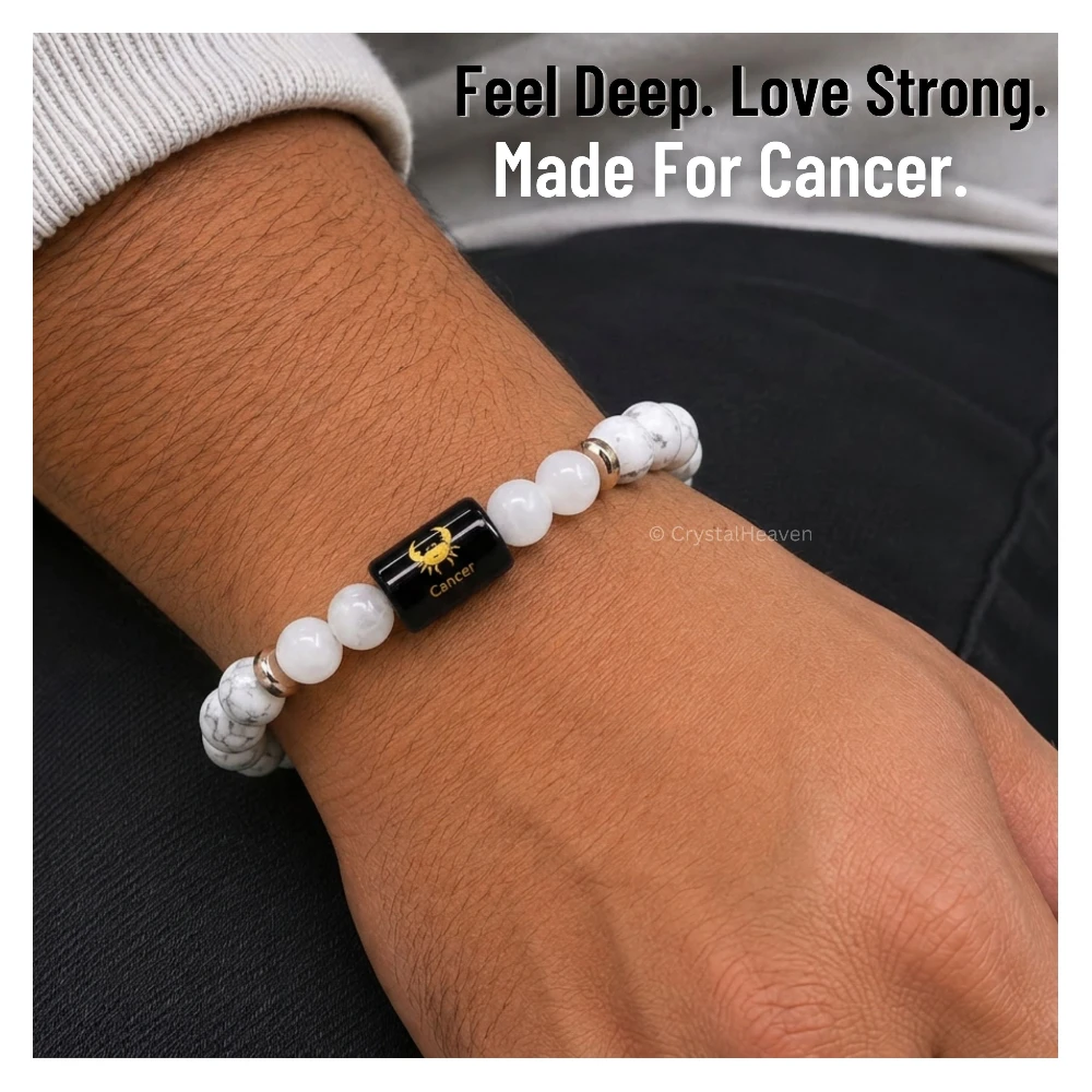 Cancer Bracelet (कर्क राशि) - Howlite & Milky Quartz - Image 4