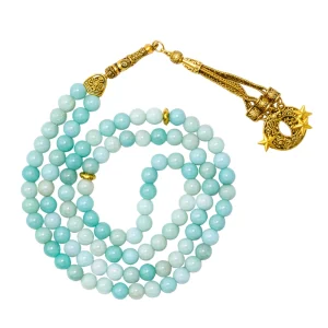 Amazonite Crystal Tasbih (Gold)
