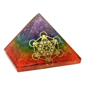 7 Chakra Onyx Orgone Pyramid (Mrtatron Cube)