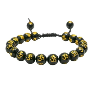 Black Agate OM Bracelet (Adjustable)