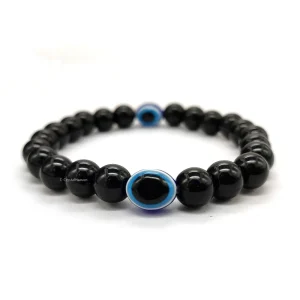 Blue and Black Obsidian Evil Eye Bracelet