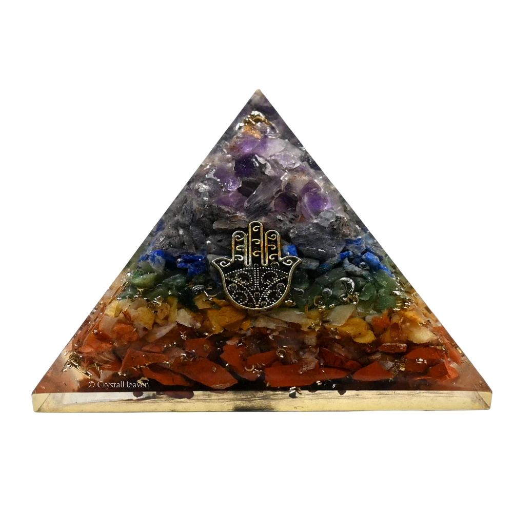 7 Chakra Orgone Pyramid (Small Hamsa) - Image 2
